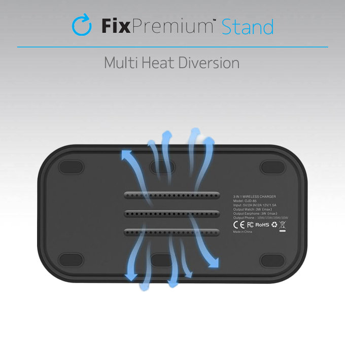 FixPremium - MagSafe 3in1 Ständer für iPhone, Apple Watch und AirPods, schwarz