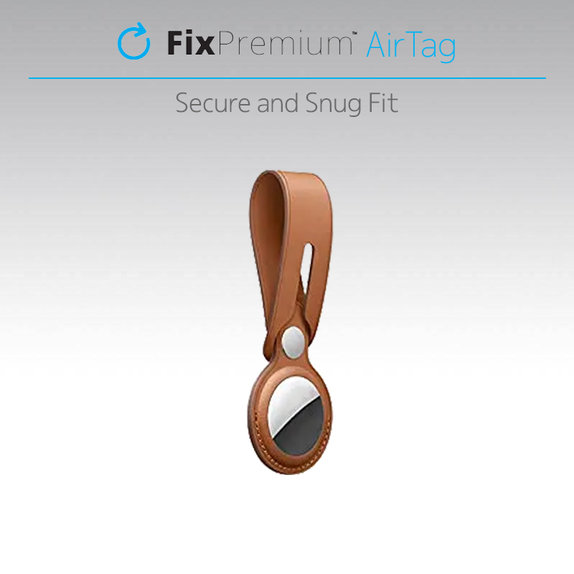 FixPremium - Schlüsselanhänger aus Leder für AirTag, blau