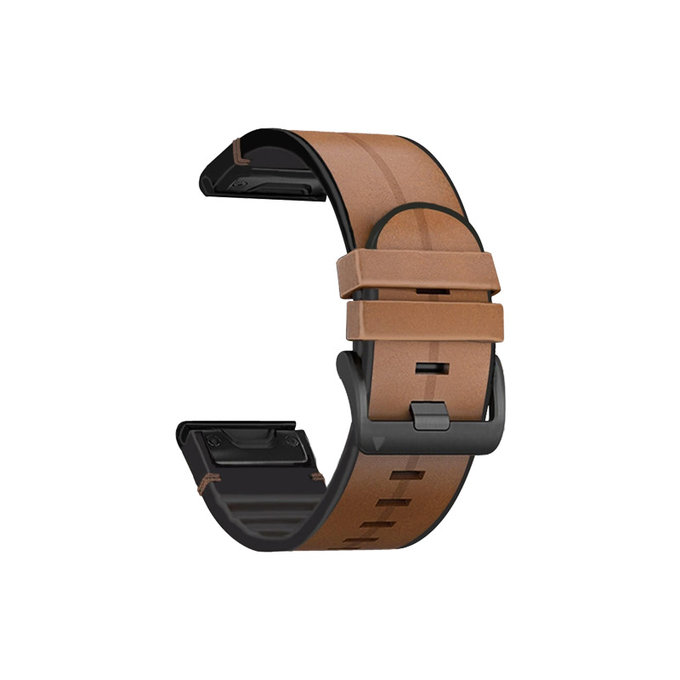 FixPremium - Lederarmband für Garmin (QuickFit 26mm), hellbraun