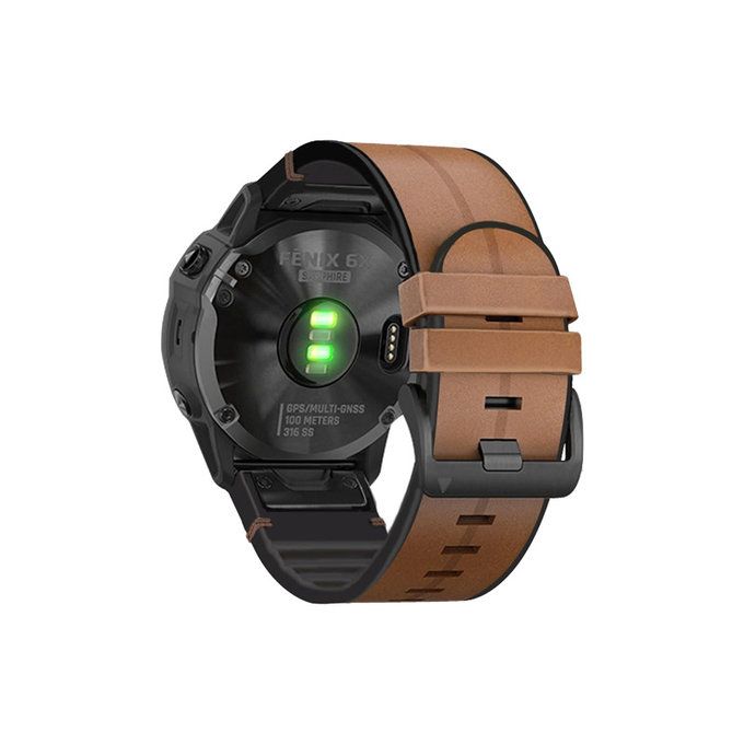 FixPremium - Lederarmband für Garmin (QuickFit 26mm), hellbraun