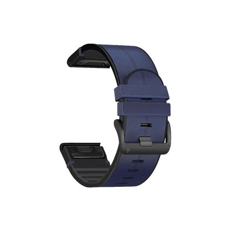 FixPremium - Lederarmband für Garmin (QuickFit 22mm), blau