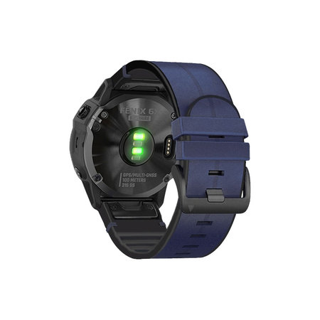 FixPremium - Lederarmband für Garmin (QuickFit 22mm), blau