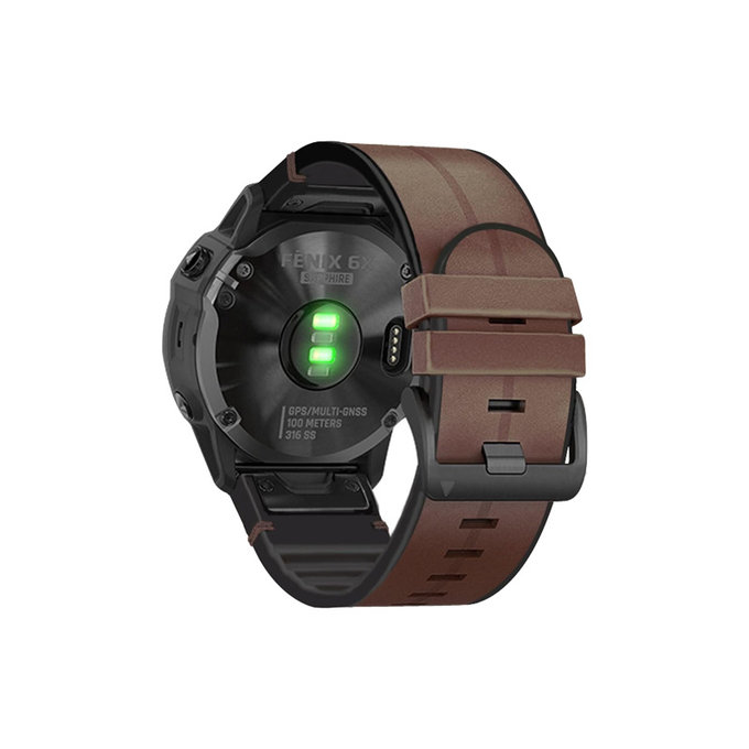 FixPremium - Lederarmband für Garmin (QuickFit 22mm), braun