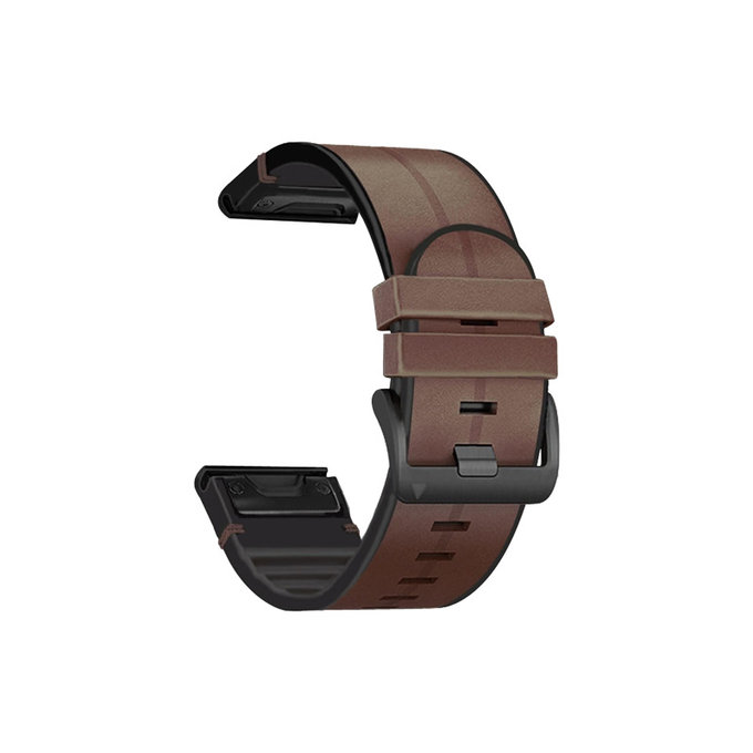 FixPremium - Lederarmband für Garmin (QuickFit 26mm), Braun