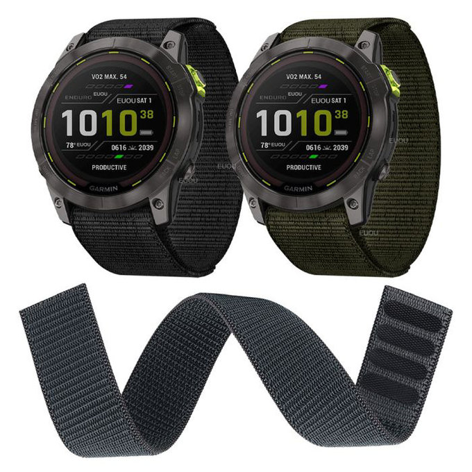 FixPremium - Nylon Armband für Garmin (26mm), schwarz