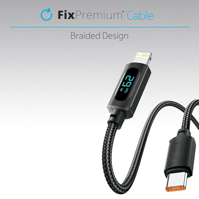 FixPremium - USB-C / USB Kabel mit Funktion Power Delivery (1m), schwarz