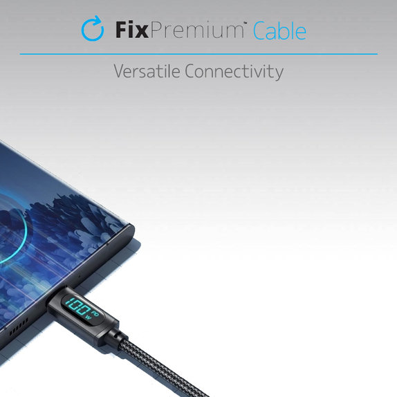 FixPremium - USB-C / USB Kabel mit Funktion Power Delivery (1m), schwarz