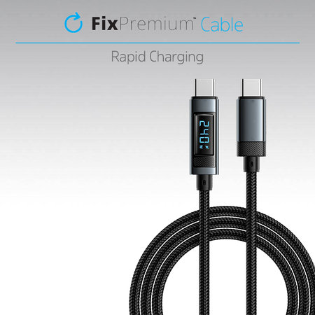 FixPremium - USB-C / USB Kabel mit Funktion Power Delivery (1m), schwarz