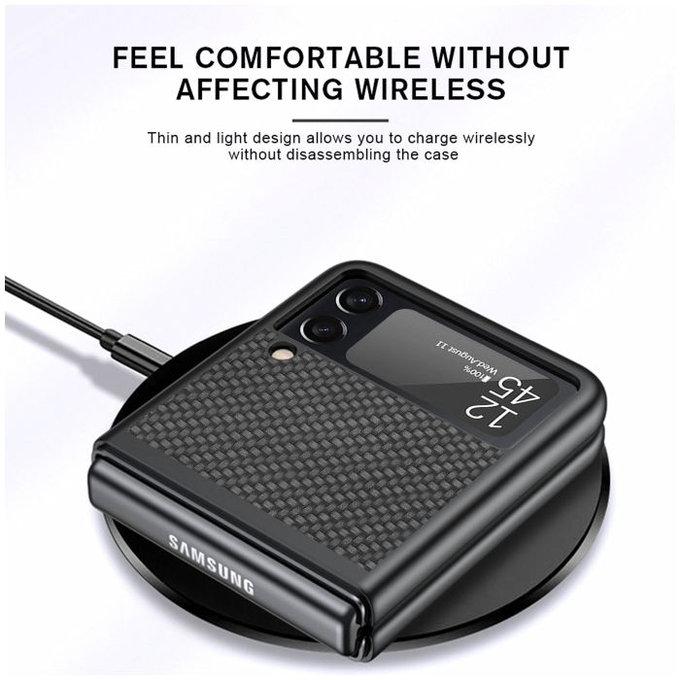 FixPremium - Carbon Hülle für Samsung Galaxy Z Flip 4, schwarz