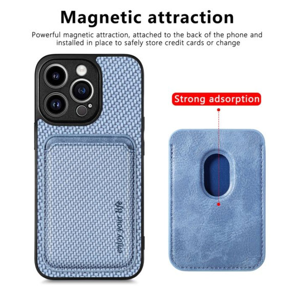 FixPremium - Carbon Hülle mit MagSafe Wallet für iPhone 13 mini, schwarz