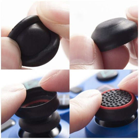 FixPremium - PS4/PS5 Controller Grip Caps - 2er-Set, transparent schwarz