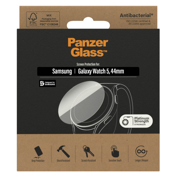 Panzerglas Flat Glass AB für Samsung Galaxy Watch 5 44 mm, Klar, PanzerGlass