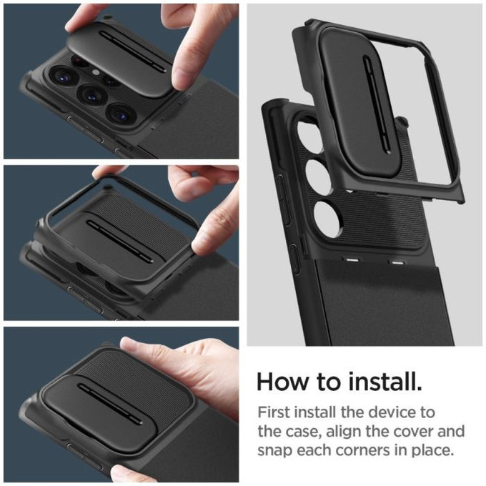 Spigen - Hülle Optik Armor für Samsung Galaxy S23 Ultra, schwarz