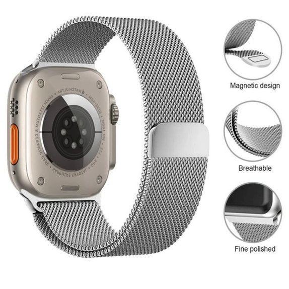 FixPremium - Remienok Milanese Loop pre Apple Watch (42, 44, 45 und 49mm), rose gold