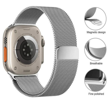 FixPremium - Remienok Milanese Loop pre Apple Watch (38, 40 und 41mm), silber