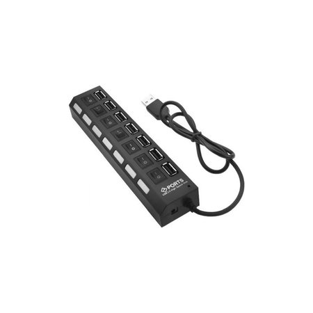 FixPremium - USB Hub mit Schalter für 7 USB, schwarz