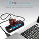 FixPremium - USB Hub mit Schalter für 4 USB, schwarz