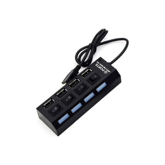 FixPremium - USB Hub mit Schalter für 4 USB, schwarz