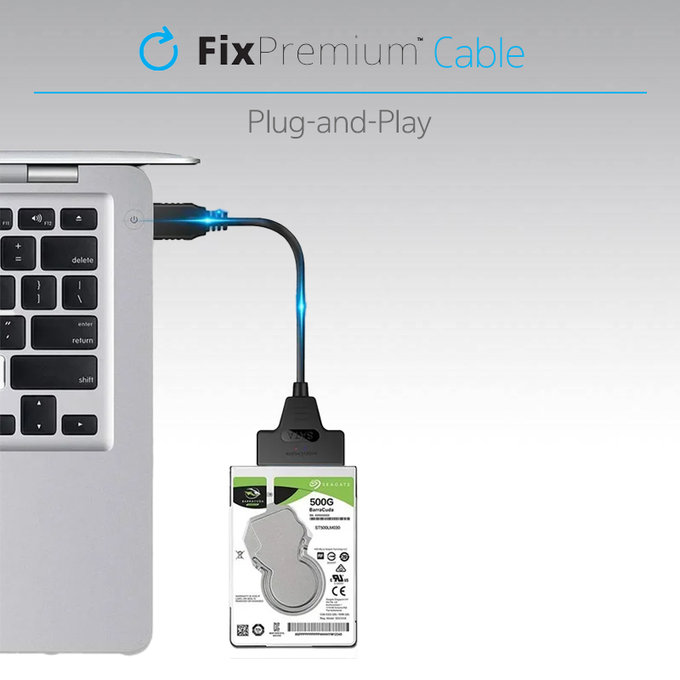 FixPremium - Kabel - USB-C / SATA 2.5", schwarz
