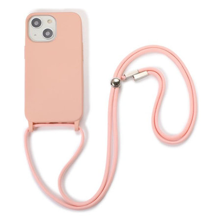 FixPremium - Silikonhülle mit Umhängeband für iPhone 14 Plus, rosa