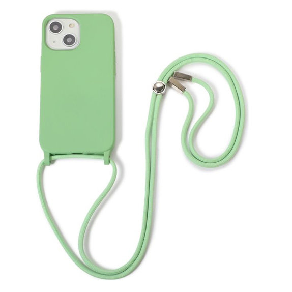 FixPremium - Silikonhülle mit Umhängeband für iPhone 14 Plus, grün