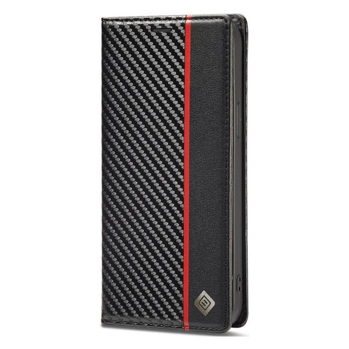 FixPremium - Hülle Carbon Wallet für iPhone 13 mini, schwarz
