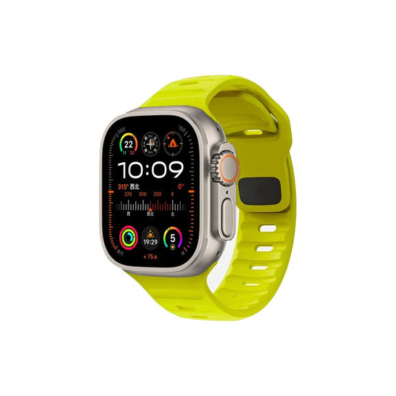 FixPremium - Gurt Sport Silicone für Apple Watch (42, 44, 45 und 49mm), tartrazine