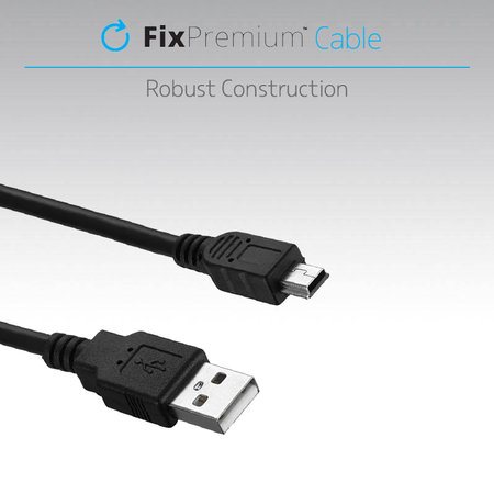 FixPremium - Mini-USB / USB Kabel (1m), schwarz
