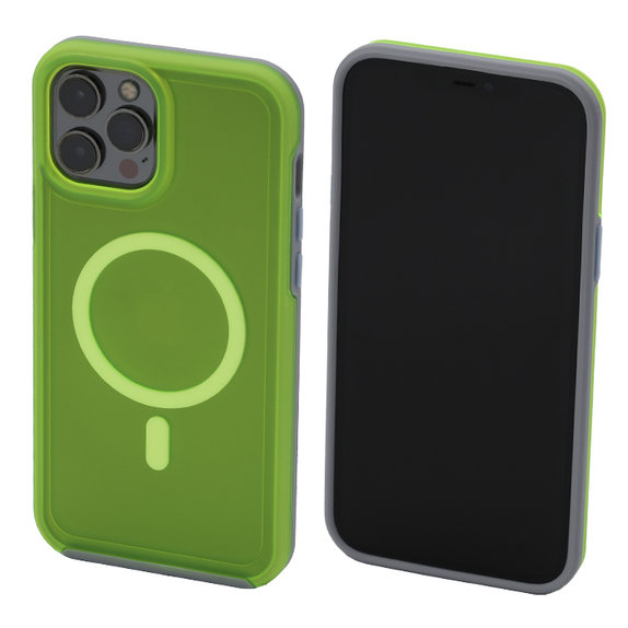 FixPremium - Hülle Clear mit MagSafe für iPhone 12 Pro Max, neon green