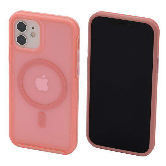 FixPremium - Hülle Clear mit MagSafe für iPhone 12 und 12 Pro, peach pink