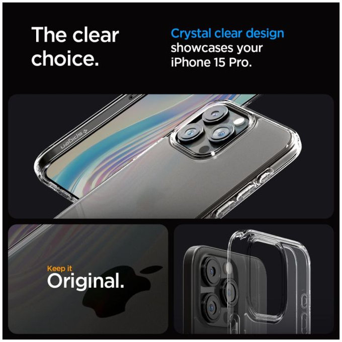 Spigen - Hülle Ultra Hybrid für iPhone 15 Pro, frost clear
