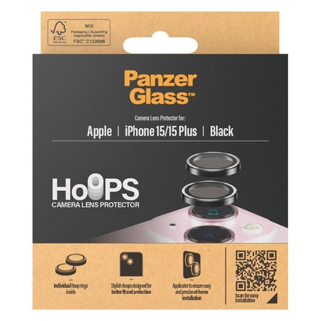 PanzerGlass - Kameraobjektiv-Schutzhülle Hoops für iPhone 15 und 15 Plus, transparent