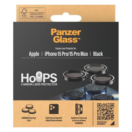 PanzerGlass - Kameraobjektiv-Schutzhülle Hoops für iPhone 15 Pro und 15 Pro Max, transparent
