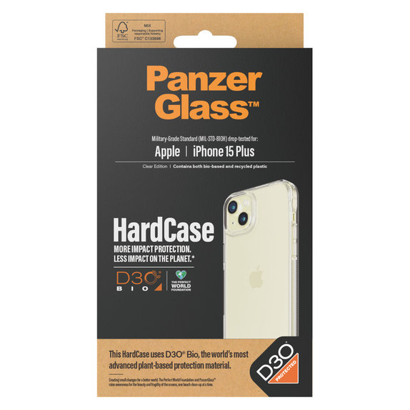Hülle HardCase D3O für iPhone 15 Plus, Transparent, PanzerGlass