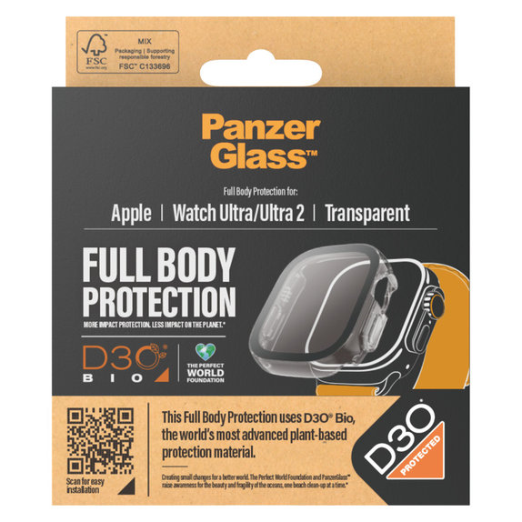 Panzerglas Full Body D3O für Apple Watch Ultra/Ultra 2, Transparent, PanzerGlass