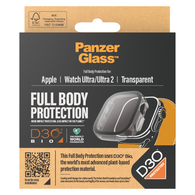 Panzerglas Full Body D3O für Apple Watch Ultra/Ultra 2, Transparent, PanzerGlass