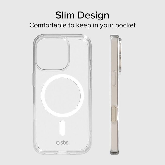 SBS - Hülle Light Mag mit MagSafe für iPhone 15 Pro, transparent