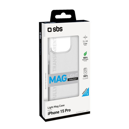 SBS - Hülle Light Mag mit MagSafe für iPhone 15 Pro, transparent