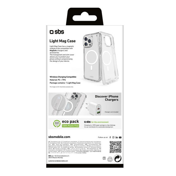 SBS - Hülle Light Mag mit MagSafe für iPhone 15 Pro Max, transparent