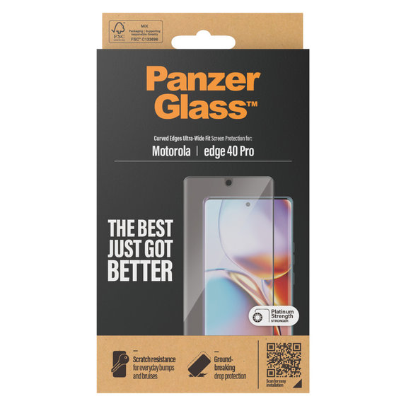 Panzerglas UWF für Motorola Edge 40 Pro, Schwarz, PanzerGlass