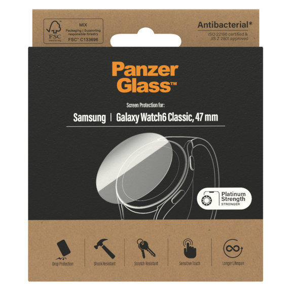 Panzerglas Flat Glass AB für Samsung Galaxy Watch6 47 mm, Klar, PanzerGlass