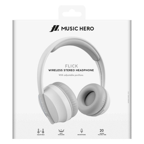 Music Hero - Stereo Kabellos Kopfhörer Skidup mit Mikrofon, weiss