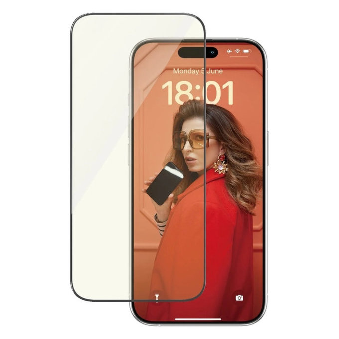 Schutzglas UWF Eyecare mit Applikator für iPhone 15 Pro, Schwarz, PanzerGlass