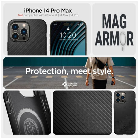 Spigen - Hülle Mag Armor mit MagSafe für iPhone 14 Pro Max, matte black