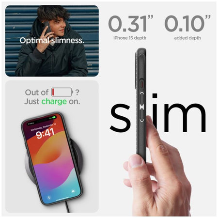 Spigen - Hülle Mag Armor mit MagSafe für iPhone 15, matte black