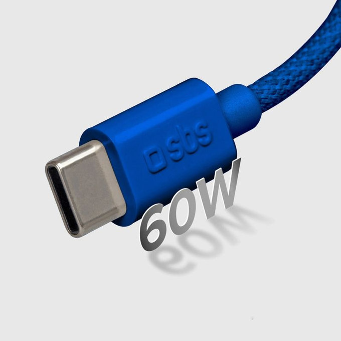 SBS - USB‑C/USB‑C Kabel USB-C/USB-C, 60W, PD, 1.5m, blau