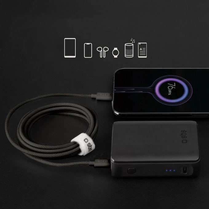 SBS - USB‑C/USB‑C Kabel USB-C/USB-C, 60W, PD, 1.5m, schwarz