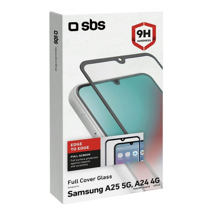 SBS - Gehärtetes Glas Full Cover für Samsung Galaxy A25 5G, schwarz