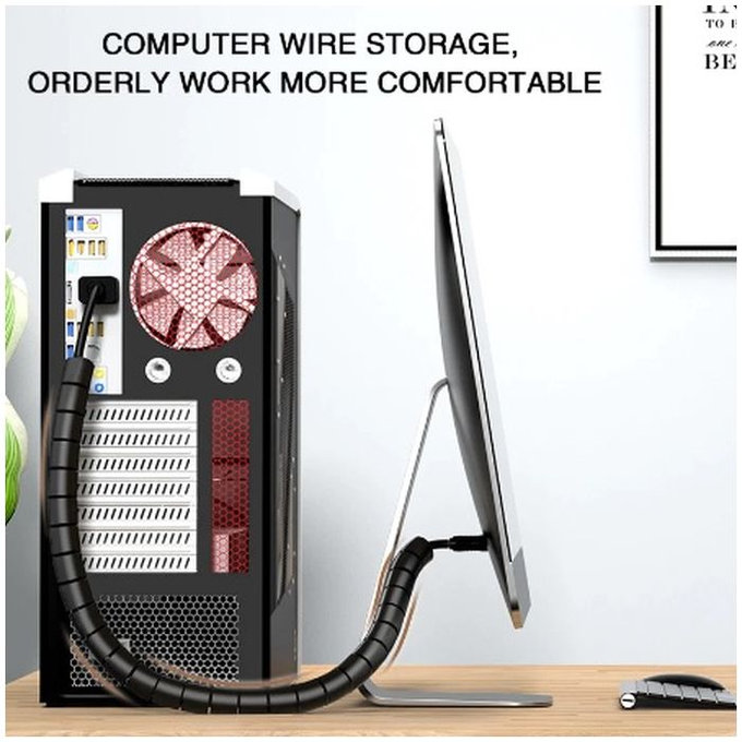 FixPremium - Kabelorganisator - Rohr (10mm), Länge 2M, grau