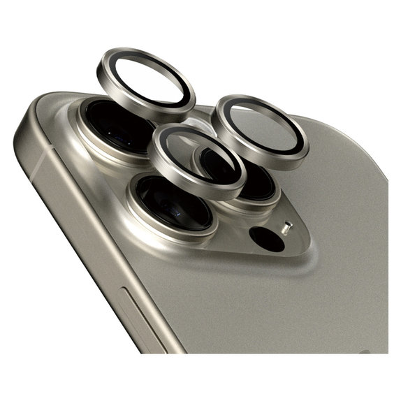 Kameraobjektivschutz Hoops für iPhone 15 Pro/15 Pro Max, Natural Titanium, PanzerGlass